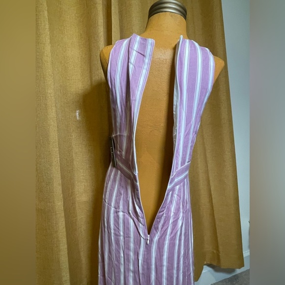 LULU'S Dresses Jacqui Lavender And White Striped Button Front Midi Dress - Picture 8 of 14